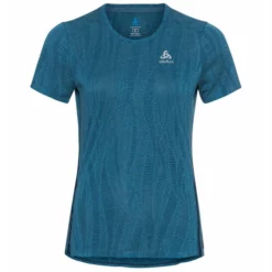 Sportshirt Odlo Crew Neck S/S Zeroweight Engineered Blue Wing Teal Melange Damen