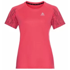 Sportshirt Odlo Crew Neck S/S Essential Print Paradise Pink Damen