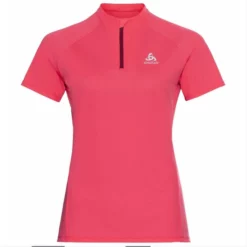Sportshirt Odlo Crew Neck S/S 1/2 Zip Essential Paradise Pink Damen
