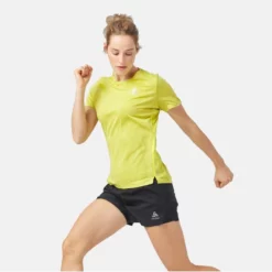 Sportshirt Odlo Crew Neck S/S Zeroweight Engineered Limeade Melange Damen -Camping Geschäft 3 313731 50080