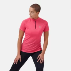 Sportshirt Odlo Crew Neck S/S 1/2 Zip Essential Paradise Pink Damen -Camping Geschäft 3 313801 30782