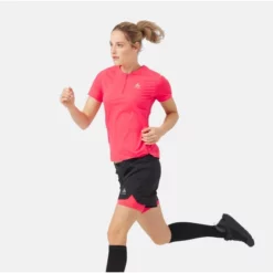 Sportshirt Odlo Crew Neck S/S 1/2 Zip Axalp Training Paradise Pink Damen -Camping Geschäft 4 313901 30782